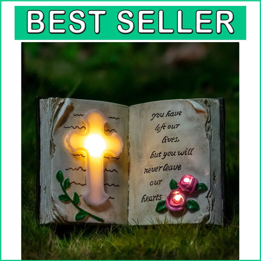 Durable Resin Solar Bible Cross Stake Light for Garden & Grave Decoration