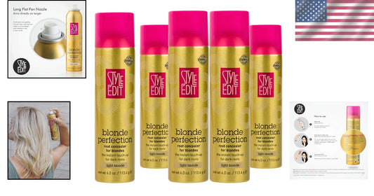 Light Blonde Root Concealer Touch-Up Spray - Pack of 5 for Effortless Coloring