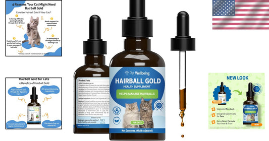Natural Hairball Management for Cats - MCT Oil & Herbal Blend - 2 oz