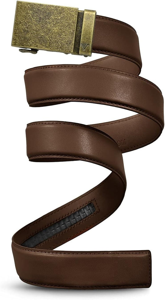 Sophisticated Men's Leather Ratchet Belt - Perfect Fit with Removable Buckle