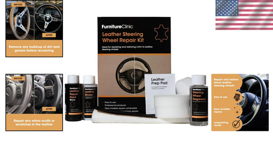 All-in-One Leather Steering Wheel Repair Kit - Professional Quality Results