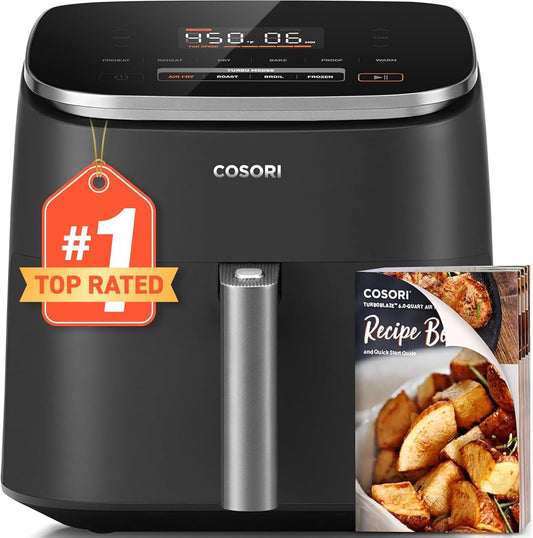 Efficient 9-in-1 Air Fryer with Non-Stick Basket & Family-Sized 6-Quart Capacity