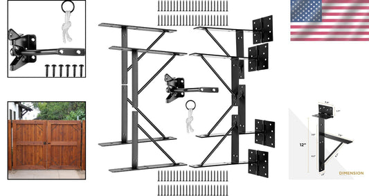 Easy Install No Sag Gate Kit with Corner Brace Brackets & Hinges - Steel Finish