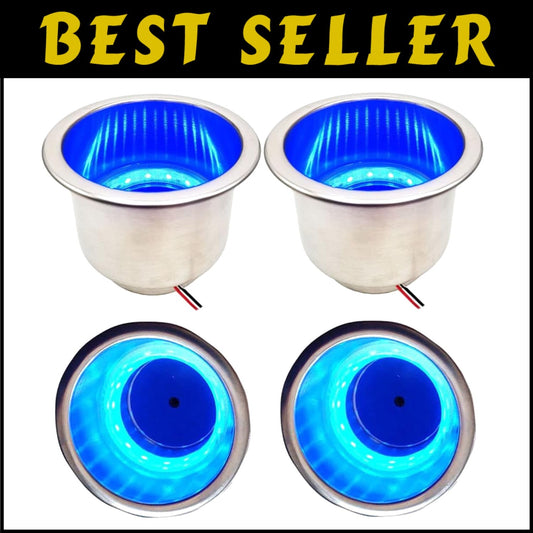 Premium 4Pcs LED Drink Holders with Drain - Perfect for Boats, RVs, and Trucks