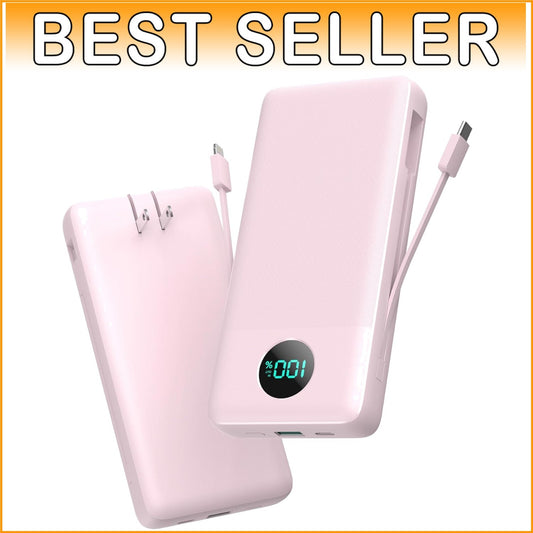 33800mAh Portable Charger with Built-in Cables & 25W Fast Charging Power Bank