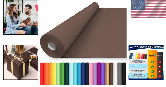 36"x2400" Eco-Friendly Chocolate Brown Kraft Paper - Ideal for Elegant Wrapping