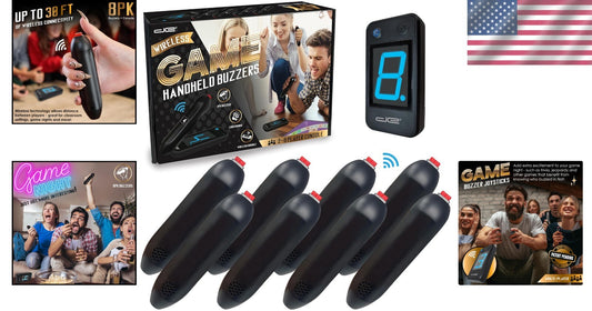8-Player Wireless Game Buzzer System with LED Display for Trivia and Jeopardy