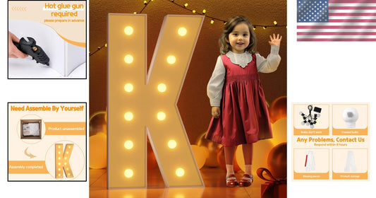 4FT Light Up Letter K - Elegant Marquee Decor for Parties and Celebrations