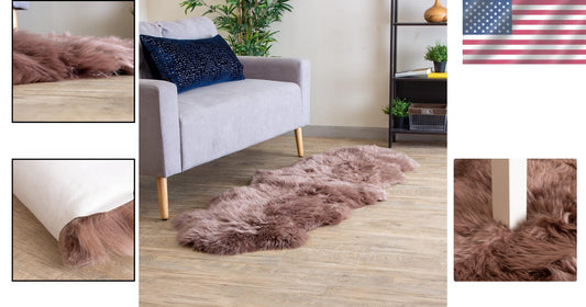 Luxurious 2' x 6' Genuine Sheepskin Rug - Soft & Natural Tan Area Decor
