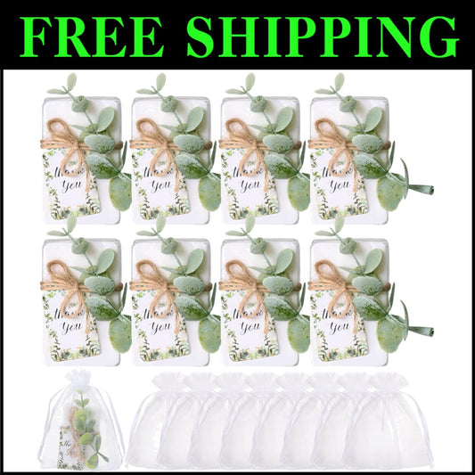 Charming 100-piece Mini Soap Favors with Eucalyptus Picks for Special Events