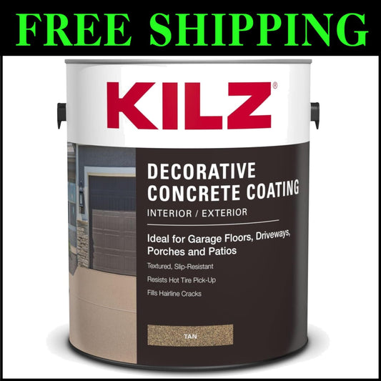 Slip-Resistant Decorative Concrete Coating, Tan, 1 Gallon for Interior/Exterior