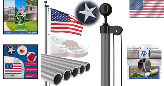 Premium Heavy Duty Flag Pole 25 FT - Perfect for Residential & Commercial Use