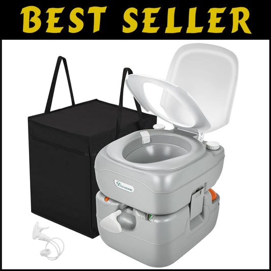 Convenient Portable Camping Porta Potty - 441 lbs Capacity with Cleaning Sprayer