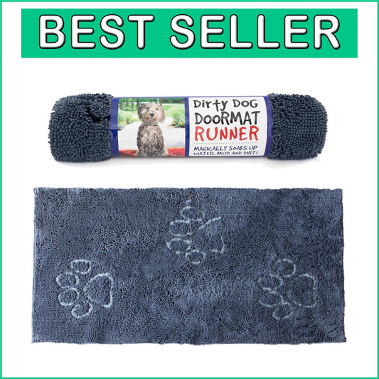 Versatile Machine Washable Doormat for Dogs - Absorbent Mist Grey Rug, 60" X 30"