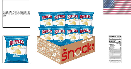 Delicious Original Potato Chips 1.5oz Bag Pack of 64 - Great for Snacking