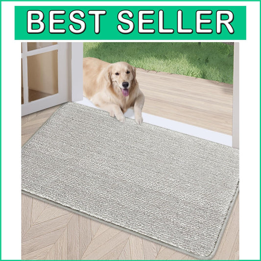32"x40" Low-Profile Indoor Doormat - Durable Absorbent Grey with Non-Slip Mat