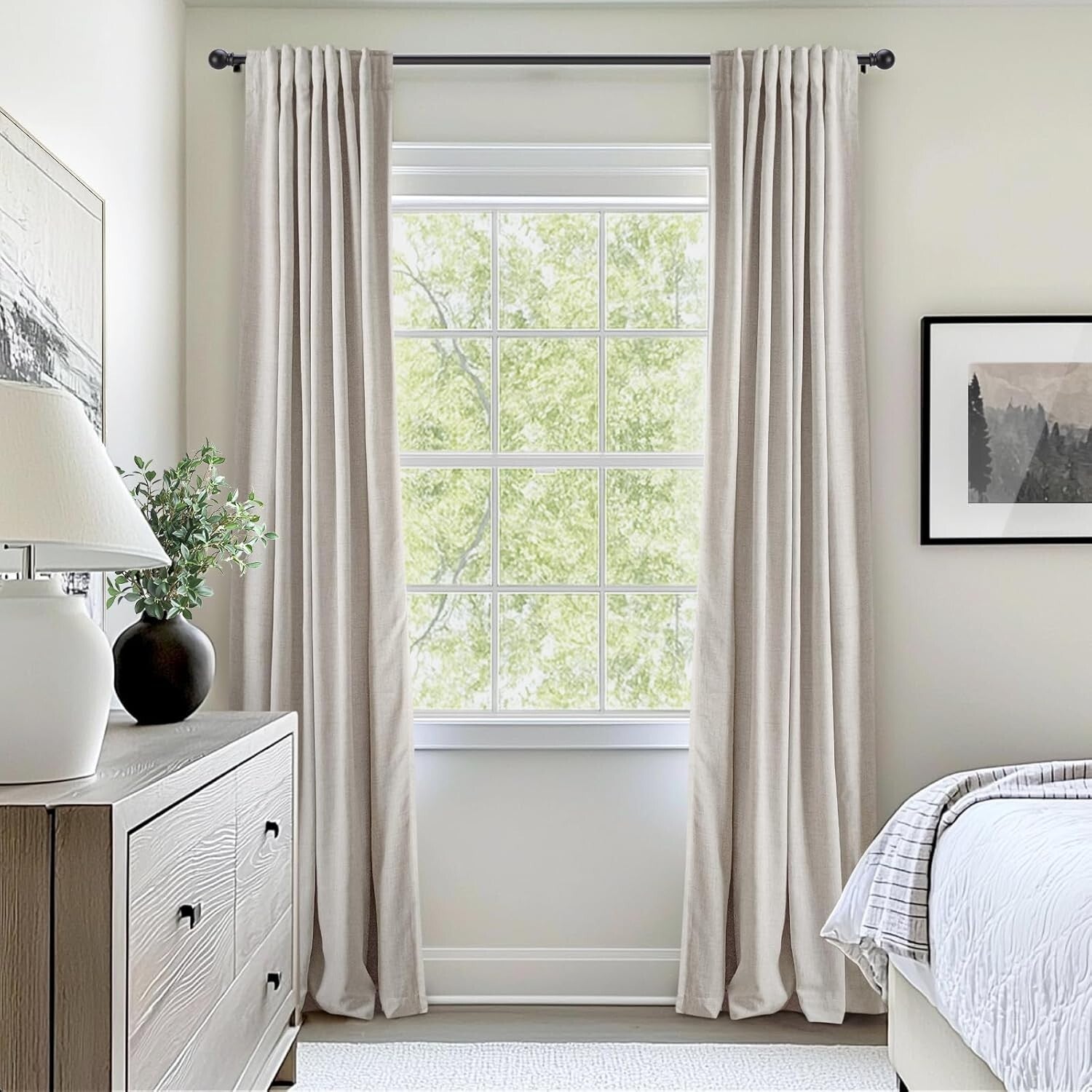 100% Blackout Curtains - Thermal Insulated 102" Beige Drapes (2 Panels)