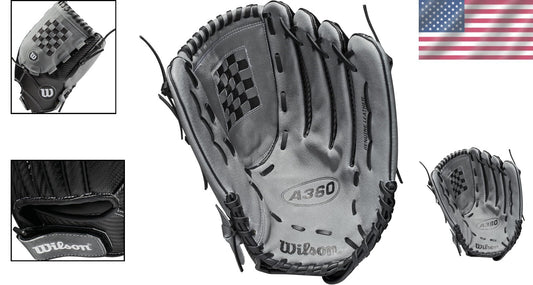 2021 A360 14" Left Hand Throw Slowpitch Softball Glove - Black/Gray Elegance