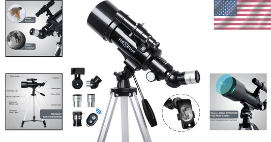 70mm Aperture Astronomical Telescope with Adjustable Tripod and Wireless Remote