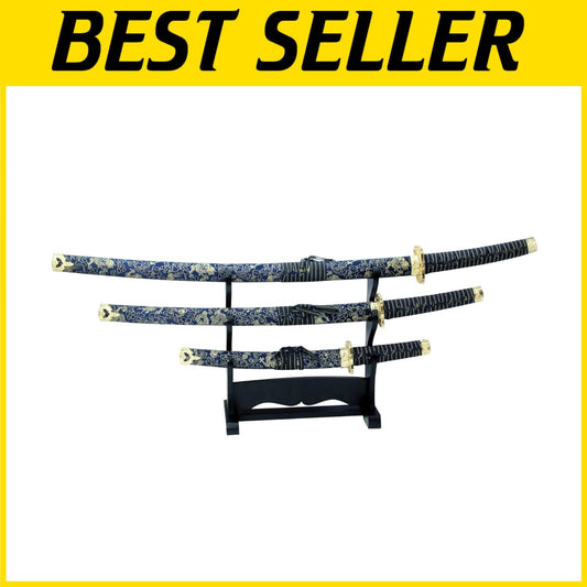 Collector's 40-Inch Katana Sword Set with Cord Wrapped Handle & Display Stand