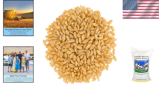 Farm-to-Table 18 LB Hard White Wheat Berries - Glyphosate-Free, Kosher Certified
