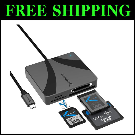 Portable USB-C Multi-Card Reader - High-Speed Transfers for Multimedia Files