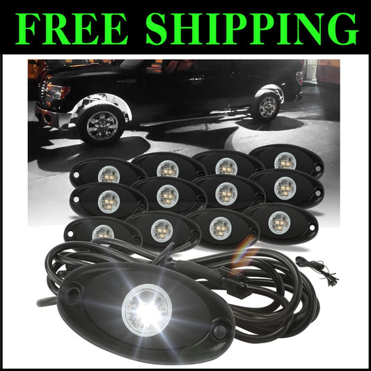 Heavy-Duty 12 Pod Rock Lights for SUVs & Trucks - Waterproof & Bright Chips