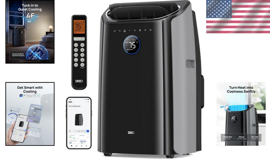 Energy-Efficient 12000 BTU Portable AC - Adjustable Cooling & Drain-Free Design