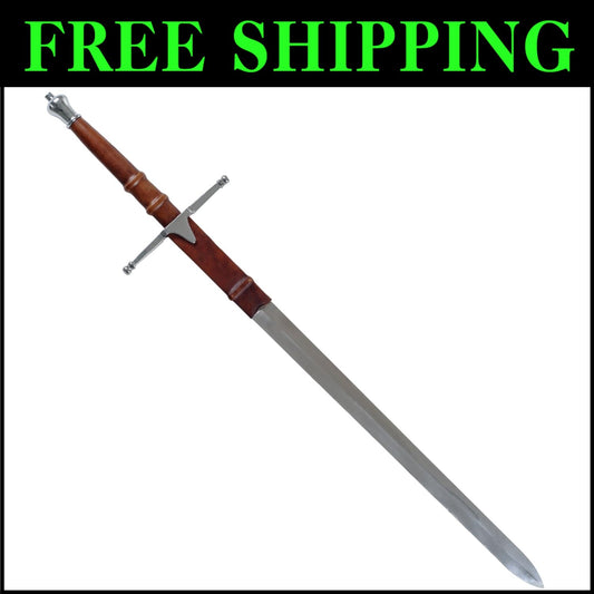 Stainless Steel Braveheart Sword with Leather Sheath - Perfect for Cosplay