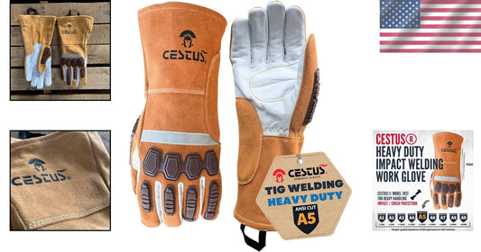 Premium Heavy-Duty Welding Gloves - Cut Resistant with Gauntlet Cuff, Size Large