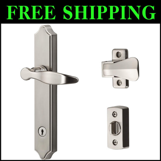 Surface Mount Storm Door Lever Handle with Lock - Fits 1" to 1.5" Thick Doors