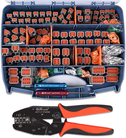 DT Deutsch Connector Kit: 2-12 Pin Connectors & Crimp Tool, Waterproof & Durable