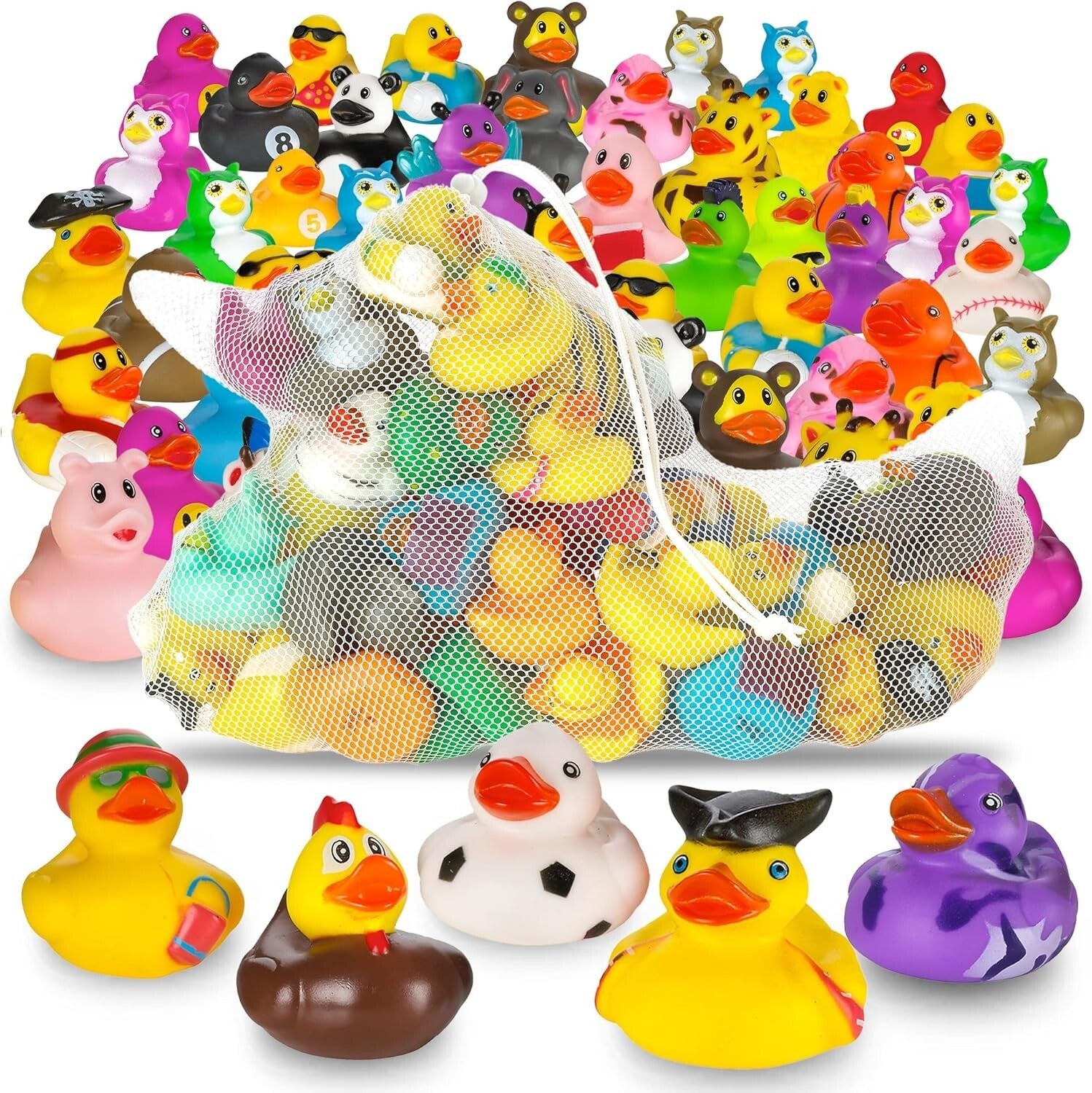 Vibrant 100 Count Rubber Duck Assortment - Perfect for Pools & Parties