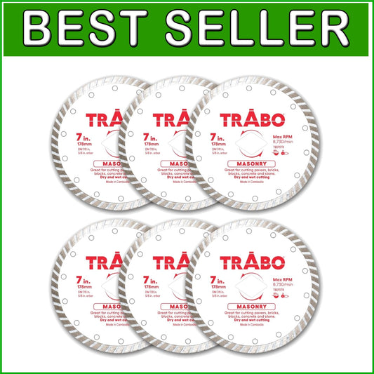 Durable 7-Inch Turbo Rim Diamond Blades - Ideal for Masonry & Metal Cutting