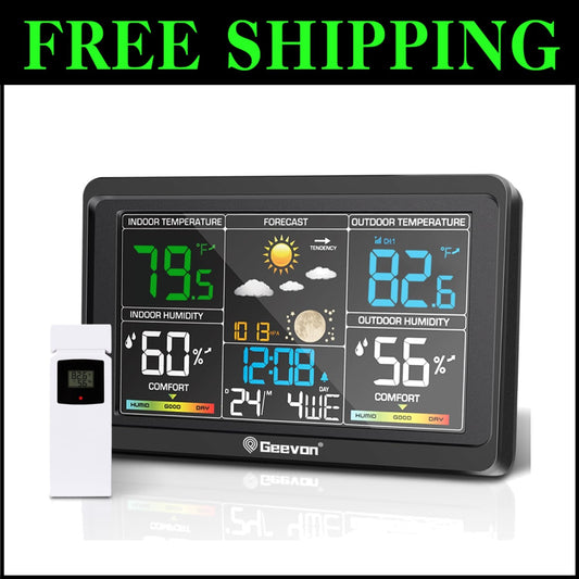 Multi-Channel Wireless Thermometer with Clock and Adjustable Brightness for Home