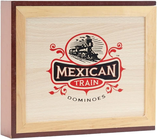 Deluxe Double-12 Mexican Train Dominoes Set with Cast Metal Trains & Score Pad