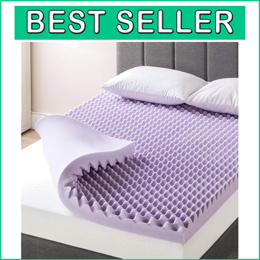 Egg Crate King Size Memory Foam Topper with Lavender Infusion for Relaxing Sleep