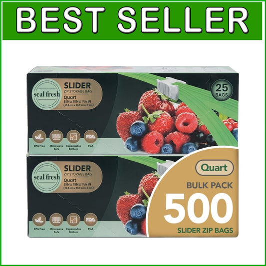 Clear Quart Slider Bags with Expandable Bottom - 500 Count, Perfect for Storage