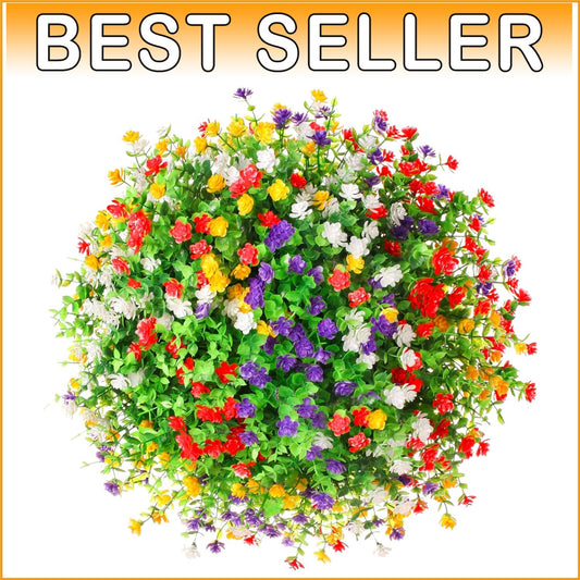 48 Bundles UV Resistant Artificial Flowers for Vibrant Indoor/Outdoor Decor