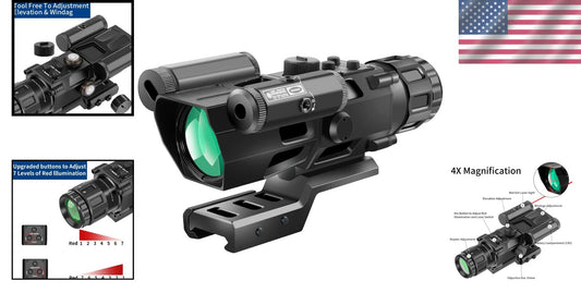 4x32 Tactical Rifle Scope with Red Illuminated Reticle for Enhanced Targeting