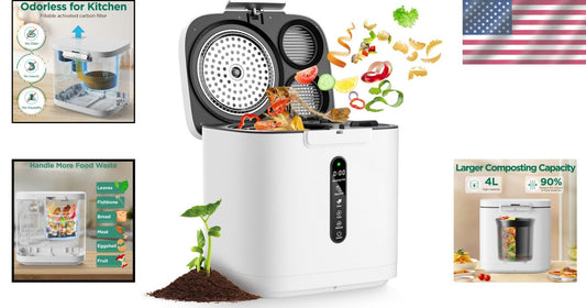 4L Stainless Steel Compost Bin - Fast Waste Recycling with Intelligent Features