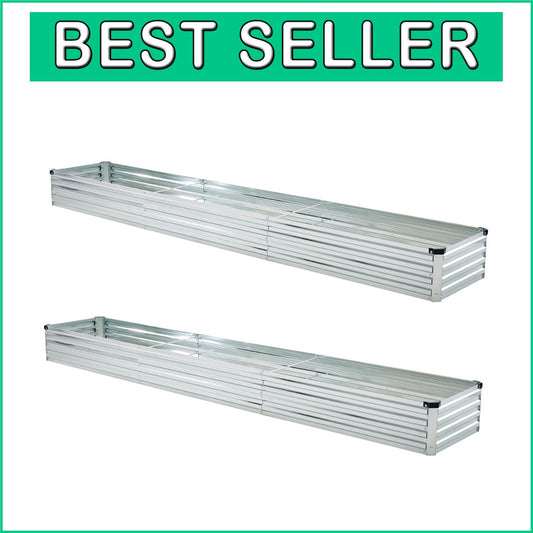 Stylish 10x2x1ft Galvanized Patio Planter - Ideal for Vegetables and Succulents