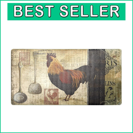 20x39 In. Embossed Paris Rooster Kitchen Mat - Slip Resistant & Durable Comfort