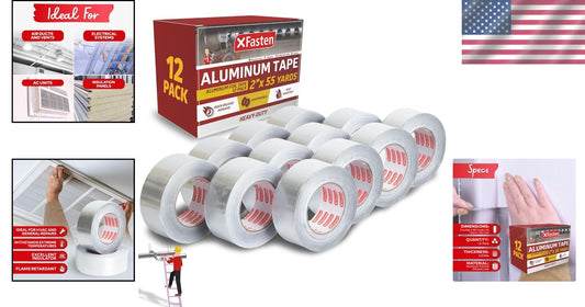 Durable 1980 Feet Aluminum Duct Tape - Heavy-Duty, Moisture & Heat Resistant