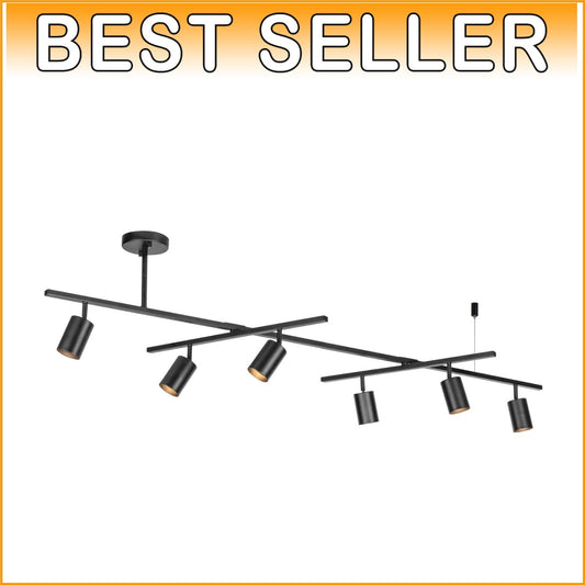 64-Inch Electric 6-Light Track Lighting in Matte Black - Dimmable & Adjustable