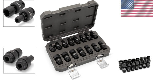 Durable 15-Piece Impact Socket Set with Off-Corner Loading Design - Metric Sizes