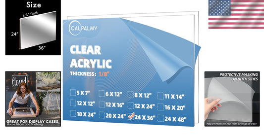 Durable 1/8-Inch Clear Acrylic Sheets - 2 Pack for Custom Projects & Signs