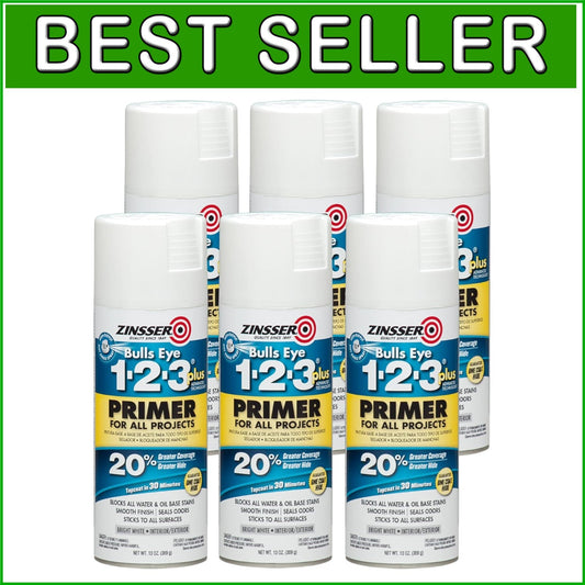 Professional Grade White Primer - 6 Pack, 13 oz Can, Perfect for All Surfaces