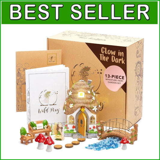 Whimsical 13-Piece Fairy Garden Accessories Set with Illuminating Fairy House