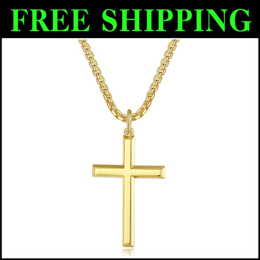 Durable Sterling Silver Cross Pendant Necklace for Faithful Men - Gift Ready